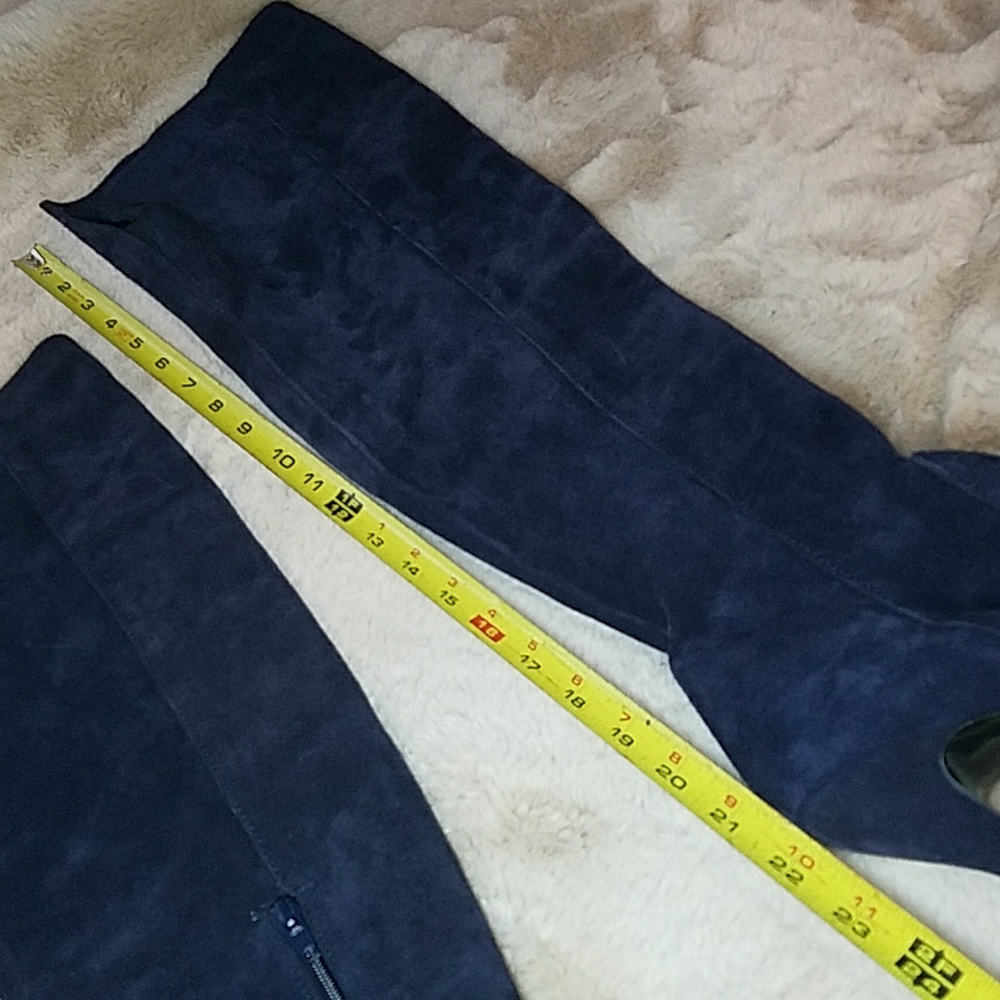 Primadonna Collection Platform Stiletto Thigh high OTK Boots Blue Suede ITALY - Picture 16 of 16